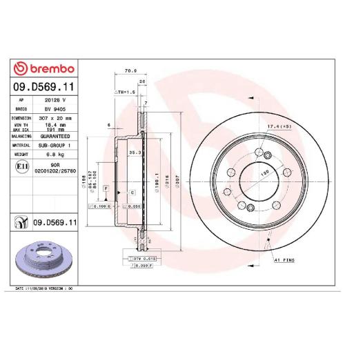 BREMBO Bremsbelagsatz, Scheibenbremse P 15 010 + Bremsscheibe 09.D569.11 Bild BREMBO Bremsbelagsatz, Scheibenbremse P 15 010 + Bremsscheibe 09.D569.11