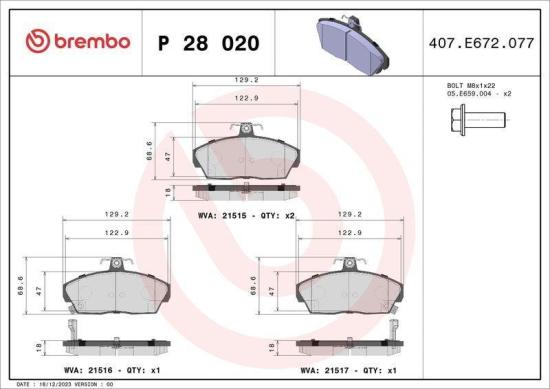 BREMBO Bremsscheibe 09.5509.11 + Bremsbelagsatz, Scheibenbremse P 28 020 Bild BREMBO Bremsscheibe 09.5509.11 + Bremsbelagsatz, Scheibenbremse P 28 020