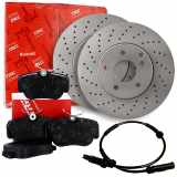 TRW Bremsscheibe DF4341S + Warnkontakt, Bremsbelagverschleiß GIC336 + Bremsbelagsatz, Scheibenbremse GDB1543