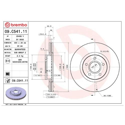 BREMBO Bremsbelagsatz, Scheibenbremse P 24 157 + Bremsscheibe 09.C541.11 Bild BREMBO Bremsbelagsatz, Scheibenbremse P 24 157 + Bremsscheibe 09.C541.11