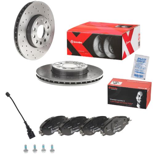 BREMBO Bremsbelagsatz, Scheibenbremse P 85 147 + Bremsscheibe 09.9145.1X + Warnkontakt, Bremsbelagverschleiß A 00 492 Bild BREMBO Bremsbelagsatz, Scheibenbremse P 85 147 + Bremsscheibe 09.9145.1X + Warnkontakt, Bremsbelagverschleiß A 00 492