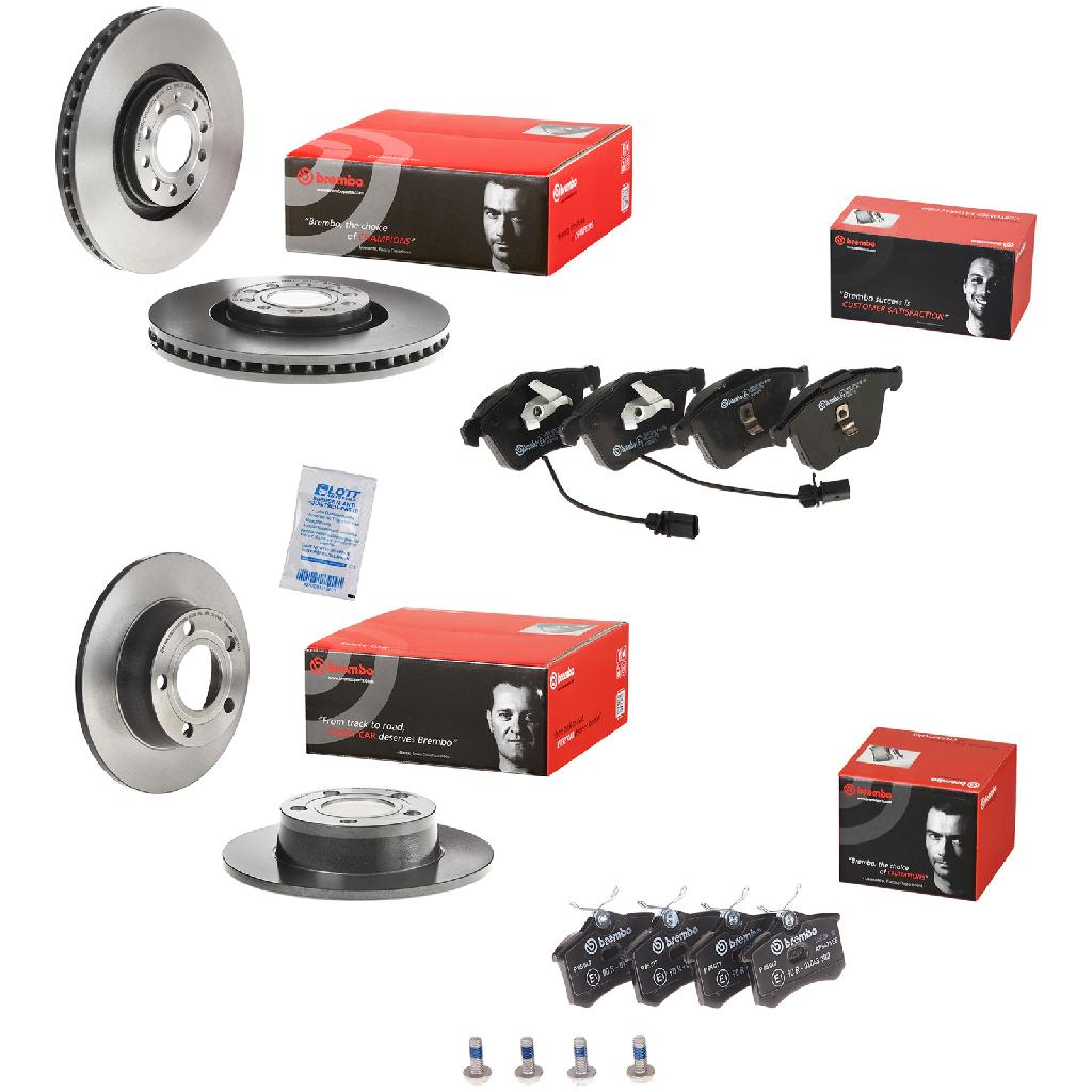 BREMBO Bremsbelagsatz, Scheibenbremse P 85 017 + Bremsscheibe 09.A598.11 + Bremsscheibe 08.9751.11 + Bremsbelagsatz, Scheibenbremse P 85 056