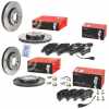 BREMBO Bremsscheibe 09.9582.11 + Bremsscheibe 09.D211.11 + Bremsbelagsatz, Scheibenbremse P 85 083 + Bremsbelagsatz, Scheibenbremse P 85 081