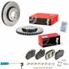BREMBO Bremsscheibe 09.D985.11 + Bremsbelagsatz, Scheibenbremse P 50 152 + Warnkontakt, Bremsbelagverschleiß A 00 353
