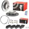 BREMBO Bremsscheibe 09.9750.11 + Bremsbelagsatz, Scheibenbremse P 06 034 + Warnkontakt, Bremsbelagverschlei&szlig; A 00 435