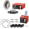 BREMBO Warnkontakt, Bremsbelagverschlei&szlig; A 00 212 + Bremsbelagsatz, Scheibenbremse P 06 037 + Bremsscheibe 08.A205.11