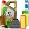 Castrol Motoröl + Ölfilter + Luftfilter + Innenraumfilter + Ablassschraube
