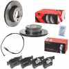 BREMBO Bremsscheibe 09.9750.2X + Bremsbelagsatz, Scheibenbremse P 06 075 + Warnkontakt, Bremsbelagverschlei&szlig; A 00 473