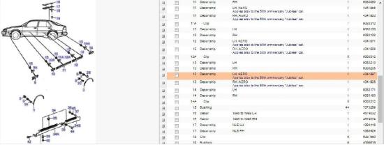 Türleiste hinten links SAAB 9000 Hatchback 3.0 -24 V6 CS/CSE 9083213 4341897 Bild Türleiste hinten links SAAB 9000 Hatchback 3.0 -24 V6 CS/CSE 9083213 4341897