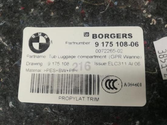 Kofferraumteppich BMW X3 (F25) xDrive 20 d 9175108 Bild Kofferraumteppich BMW X3 (F25) xDrive 20 d 9175108