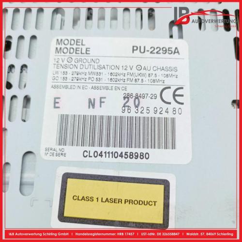 CD-Radio Auto Radio OHNE CODE CITROEN XSARA PICASSO (N68) 1.8 16V 85 KW 9632592480 286-8497-29 Bild CD-Radio Auto Radio OHNE CODE CITROEN XSARA PICASSO (N68) 1.8 16V 85 KW 9632592480 286-8497-29
