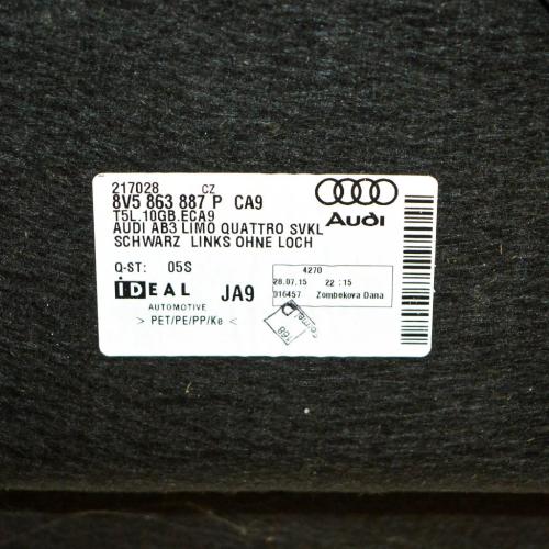 Kofferraumpolster links AUDI A3 Limousine (8VS, 8VM) 2.0 TFSI quattro 8V5863887P Bild Kofferraumpolster links AUDI A3 Limousine (8VS, 8VM) 2.0 TFSI quattro 8V5863887P
