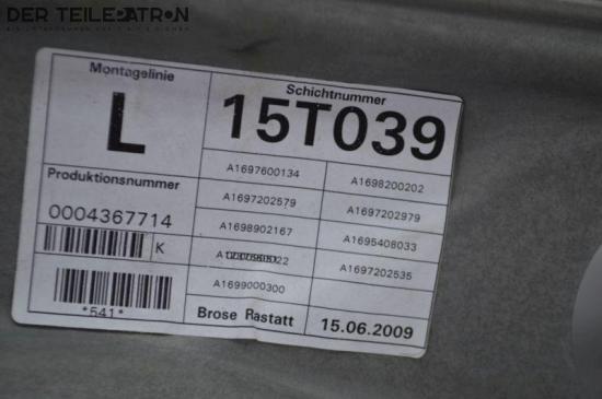 Fensterheber links vorn Elektrisch Türpappe Türblech MERCEDES-BENZ A-KLASSE (W169) A 180 CDI 80 KW A1697202979 Bild Fensterheber links vorn Elektrisch Türpappe Türblech MERCEDES-BENZ A-KLASSE (W169) A 180 CDI 80 KW A1697202979