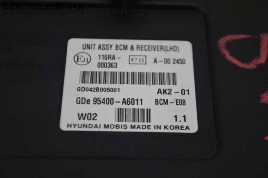 Steuergerät Unit Assy BCM & Receiver HYUNDAI I30 (GD) 1.4 73 KW 95400-A6011 Bild Steuergerät Unit Assy BCM & Receiver HYUNDAI I30 (GD) 1.4 73 KW 95400-A6011