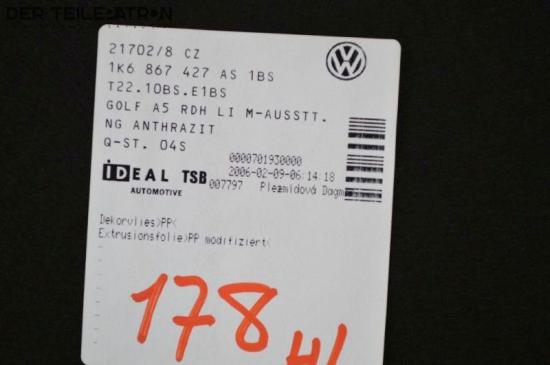 Abdeckung Kofferraum links Seitenverkleidung VW GOLF V 1K 2.0 GTI 147 KW 1K6867427 Bild Abdeckung Kofferraum links Seitenverkleidung VW GOLF V 1K 2.0 GTI 147 KW 1K6867427