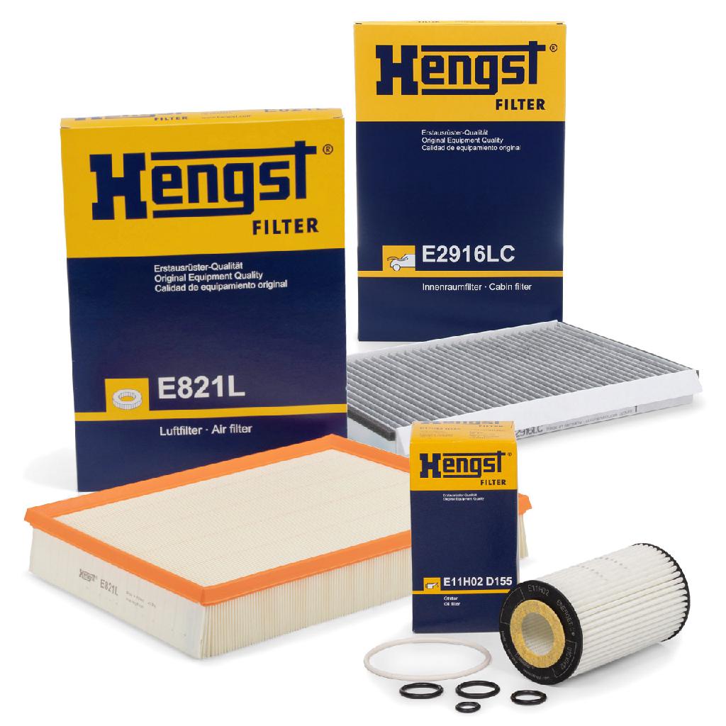 HENGST FILTER Luftfilter E821L + Ölfilter E11H02 D155 + Filter, Innenraumluft E2916LC