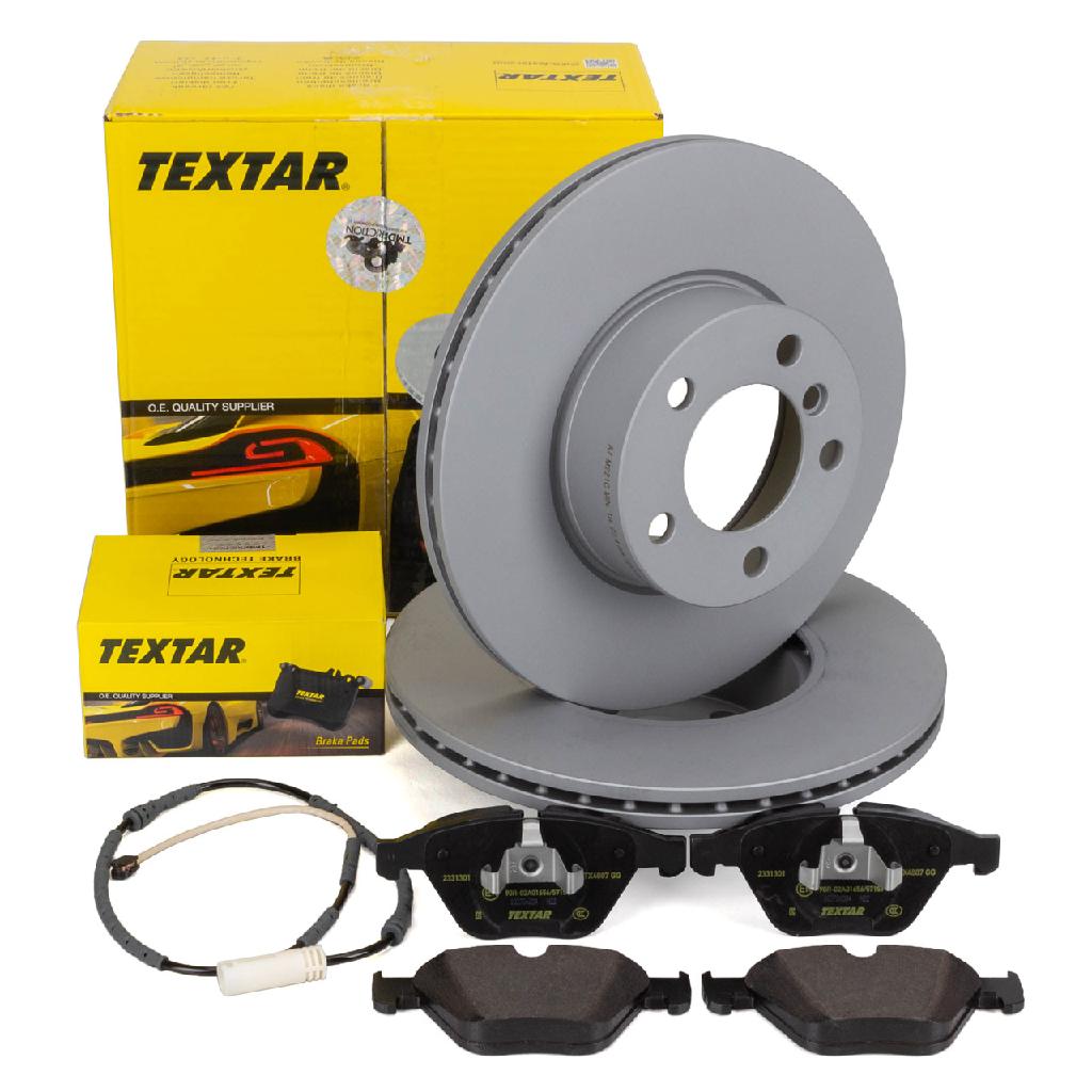 TEXTAR Bremsscheiben + Beläge + Sensor BMW 3er E90 E91 E92 E93 xDrive ab 03.2010 vorne