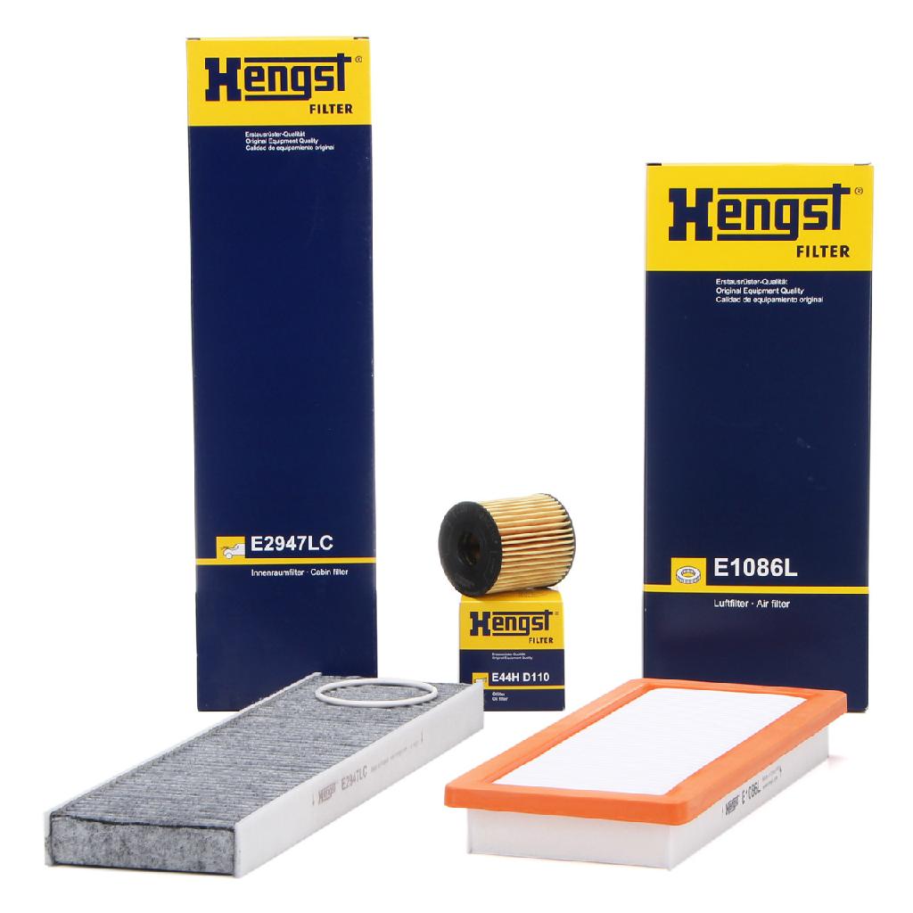 HENGST FILTER Ölfilter E44H D110 + Luftfilter E1086L + Filter, Innenraumluft E2947LC