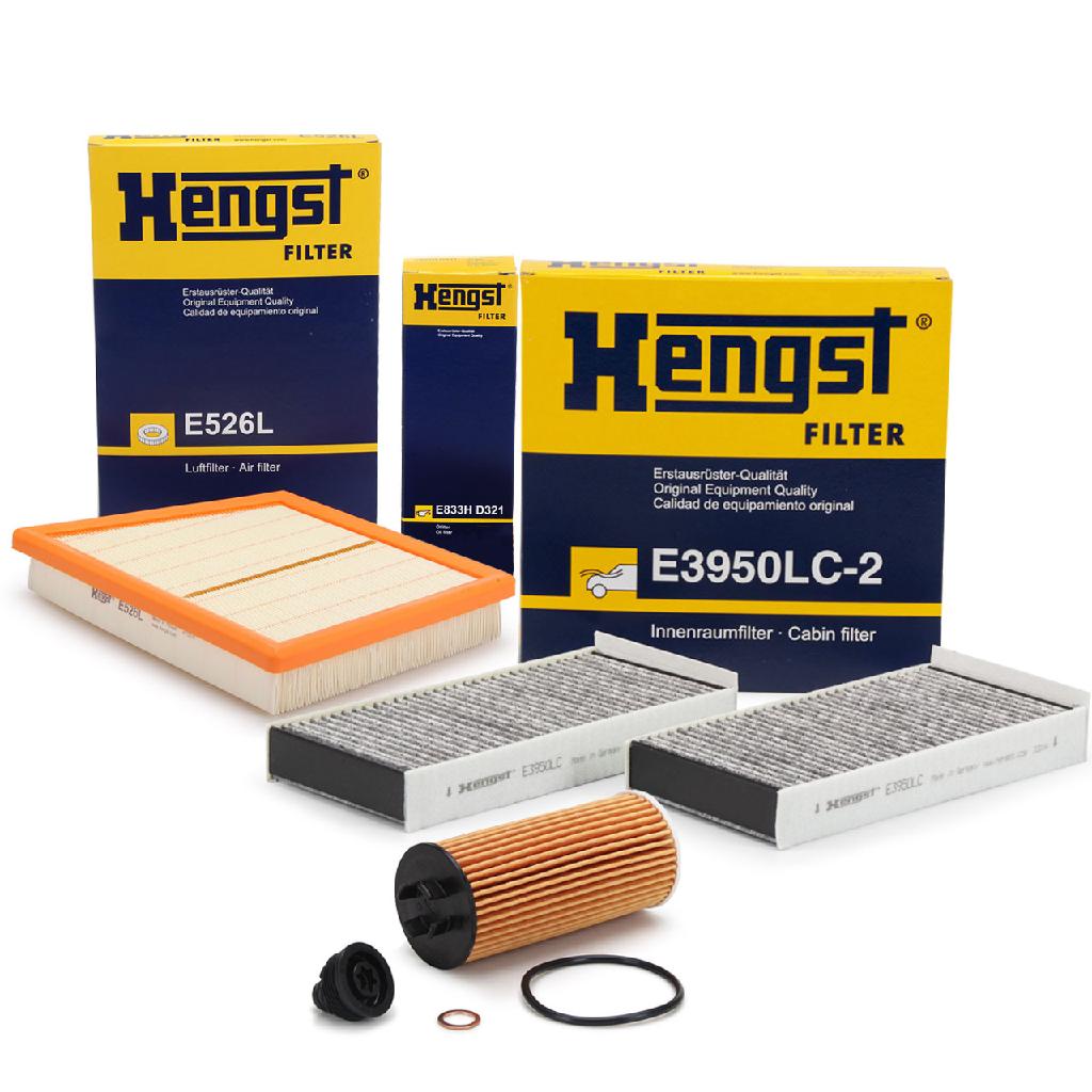 HENGST FILTER Ölfilter E833H D321 + Luftfilter E1280L + Filter, Innenraumluft E3950LC-2