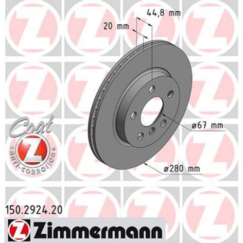 TEXTAR Bremsbelagsatz, Scheibenbremse 2391508 ZIMMERMANN Bremsscheibe 150.2924.20 Bild TEXTAR Bremsbelagsatz, Scheibenbremse 2391508 ZIMMERMANN Bremsscheibe 150.2924.20