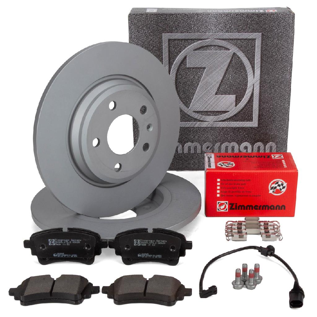 ZIMMERMANN Bremsbelagsatz, Scheibenbremse 26265.175.2 + Bremsscheibe 100.3379.20 FEBI BILSTEIN Warnkontakt, Bremsbelagverschleiß 104920