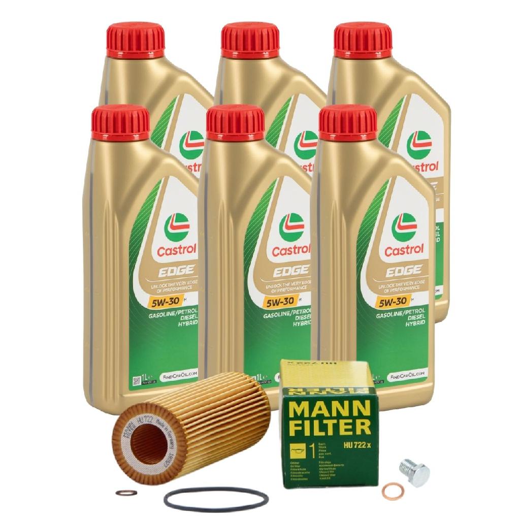 6 Liter CASTROL Edge Motoröl ÖL 5W30 M BMW Longlife-04 + MANN Ölfilter HU722x