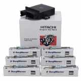 HITACHI Steuergerät Glühzeit + 6x BERU Glühkerze BMW 3er E46 E90-93 5er E60 E61 M57