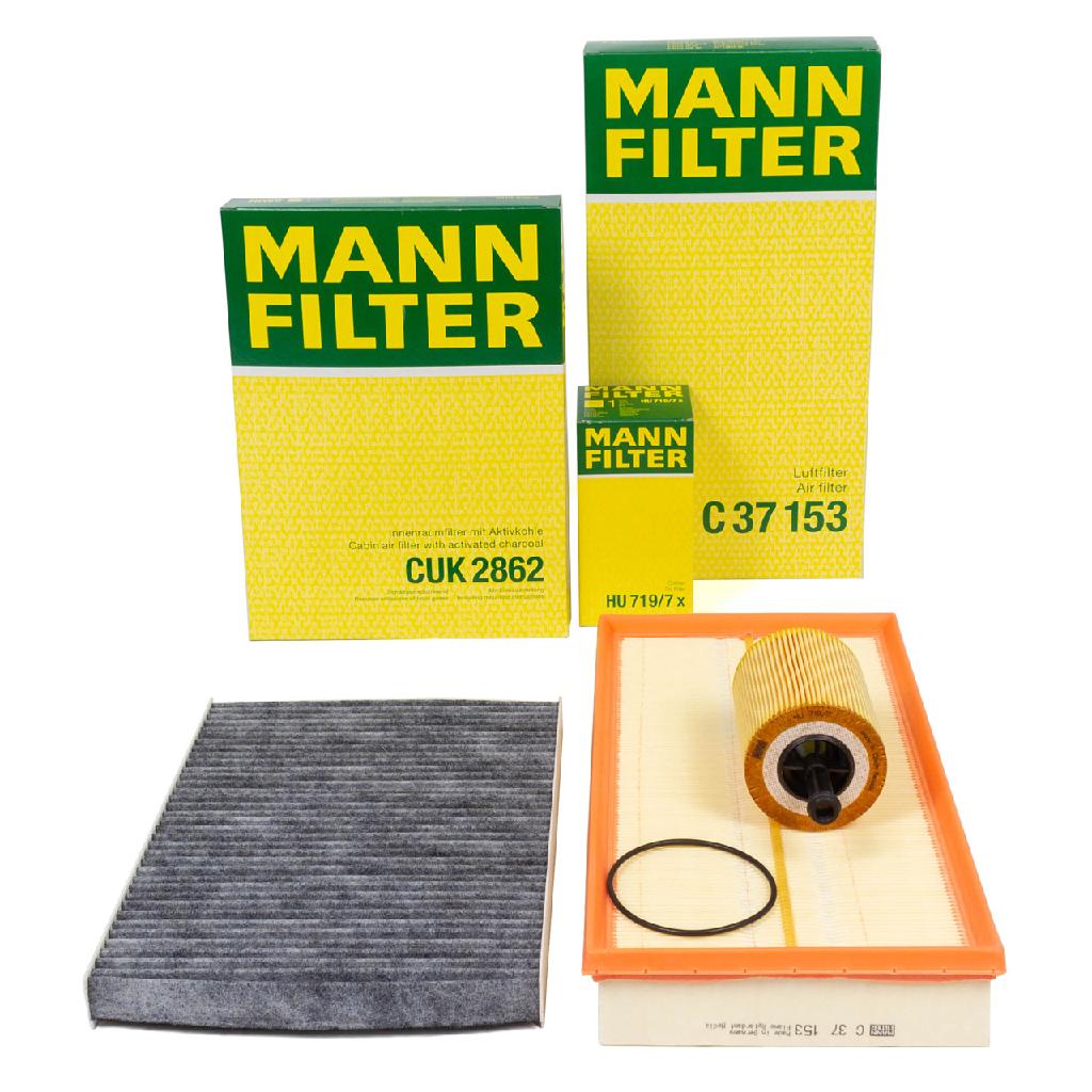 MANN-FILTER Luftfilter C 37 153 + Filter, Innenraumluft CUK 2862 + Ölfilter HU 719/7 x