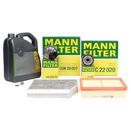 MANN Filterset 4-tlg + 5L ORIGINAL 5W30 Motoröl MERCEDES W176 W246 C117 X117 X156 OM607 Bild MANN Filterset 4-tlg + 5L ORIGINAL 5W30 Motoröl MERCEDES W176 W246 C117 X117 X156 OM607
