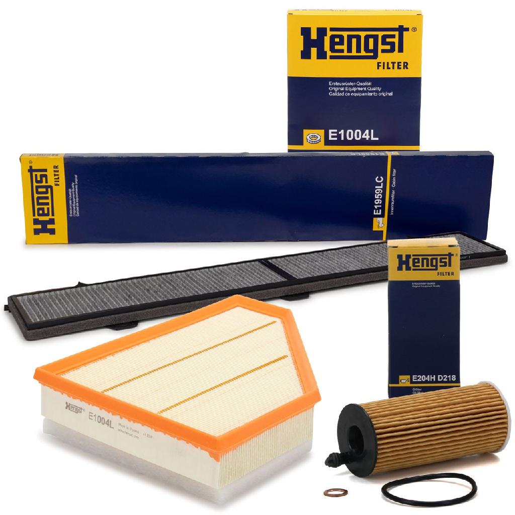 HENGST FILTER Ölfilter E204H D218 + Filter, Innenraumluft E1959LC + Luftfilter E1004L