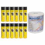 12x 500ml TEXTAR Bremsenreiniger Montagereiniger + 1x Putztuchrolle WEISS