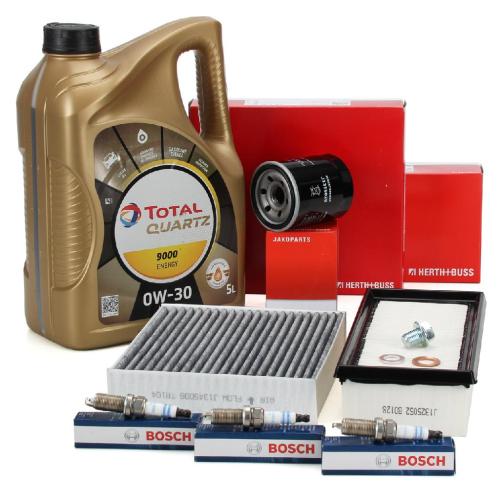 HERTH+BUSS Filterset + 3x BOSCH Zündkerze + 5L TOTAL Motoröl SMART ForFour (454) 1.1 75 PS Bild HERTH+BUSS Filterset + 3x BOSCH Zündkerze + 5L TOTAL Motoröl SMART ForFour (454) 1.1 75 PS