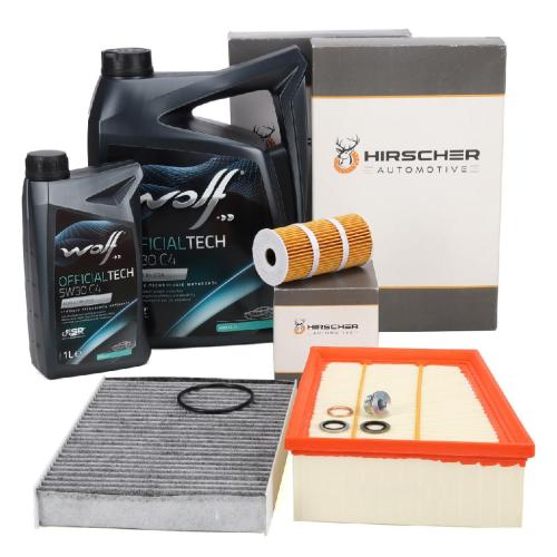 HIRSCHER Filterset 3-tlg + 6L WOLF OFFICIALTECH 5W30 C4 RENAULT Megane 4 1.6-1.8 dCi Bild HIRSCHER Filterset 3-tlg + 6L WOLF OFFICIALTECH 5W30 C4 RENAULT Megane 4 1.6-1.8 dCi