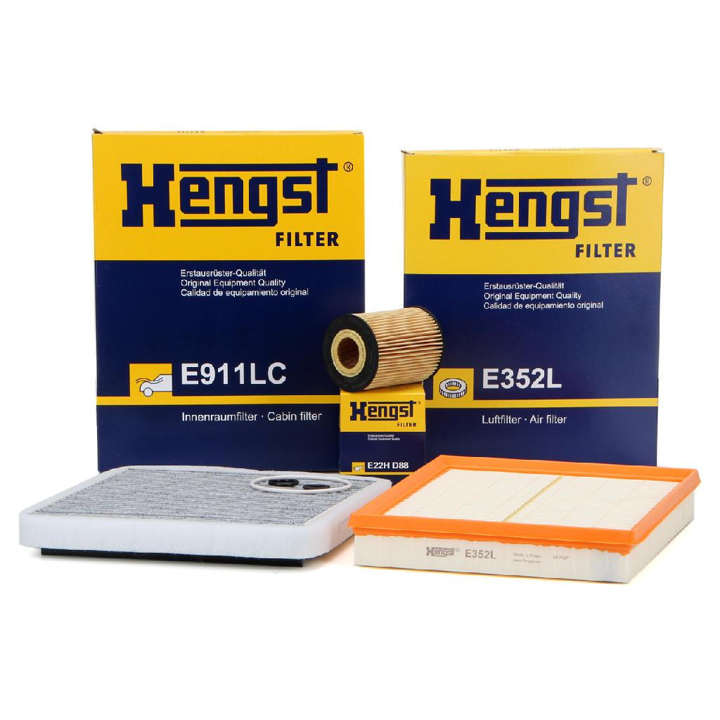 HENGST FILTER Luftfilter E352L + Filter, Innenraumluft E911LC + Ölfilter E22H D88