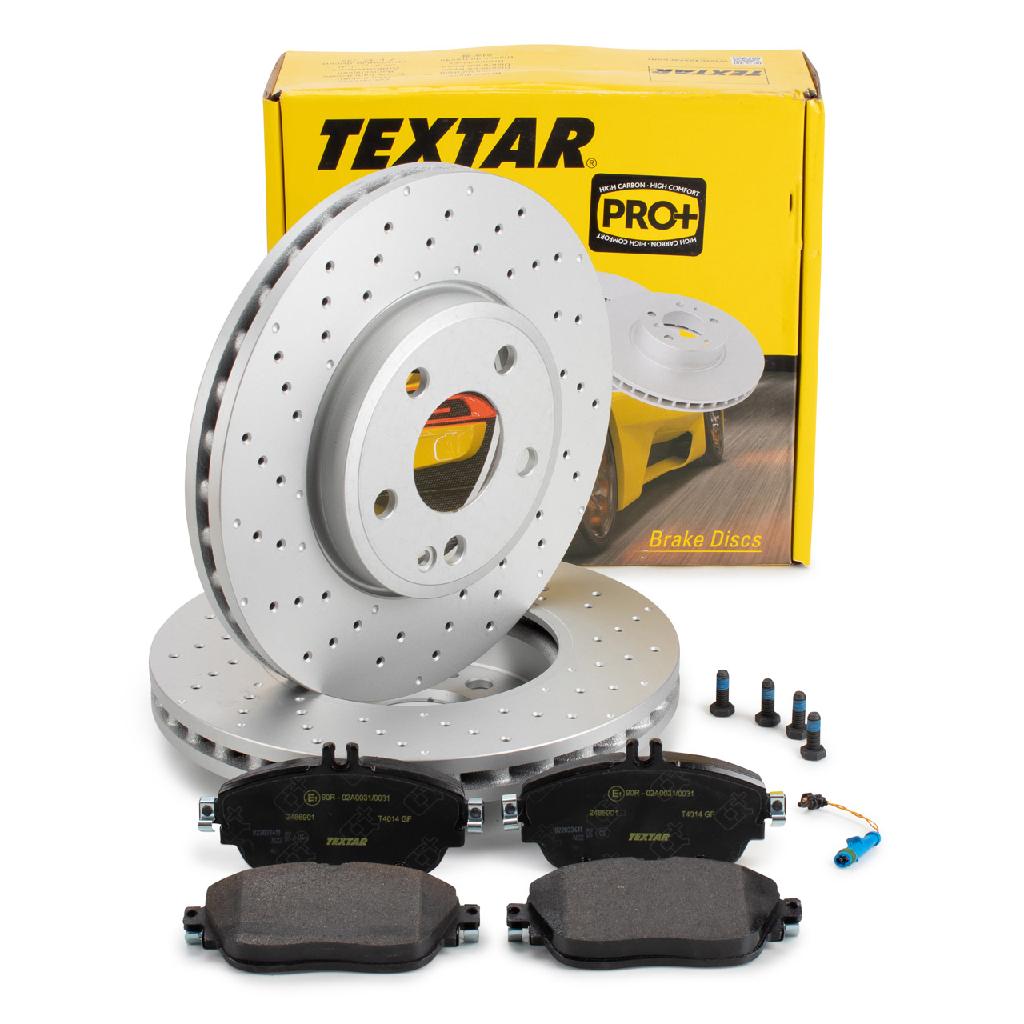 TEXTAR Bremsscheiben + Beläge + Sensor MERCEDES W176 W246 C/X117 X156 mit Sportpaket vorne Bild TEXTAR Bremsscheiben + Beläge + Sensor MERCEDES W176 W246 C/X117 X156 mit Sportpaket vorne