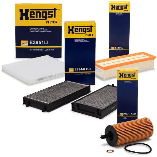HENGST FILTER Ölfilter E362H D313 + Luftfilter E1171L + Filter, Innenraumluft E3951LI + Filter, Innenraumluft E2944LC-2 Bild HENGST FILTER Ölfilter E362H D313 + Luftfilter E1171L + Filter, Innenraumluft E3951LI + Filter, Innenraumluft E2944LC-2