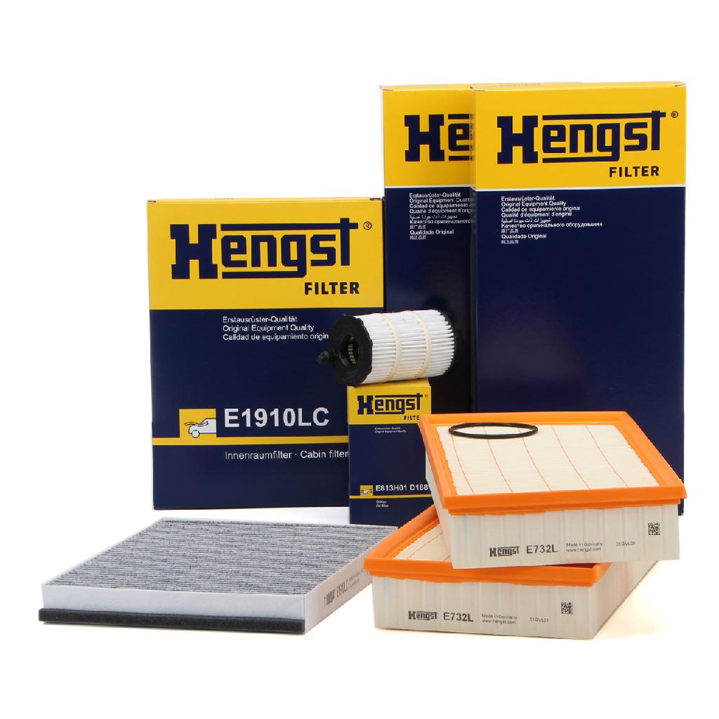 HENGST FILTER Luftfilter E732L + Filter, Innenraumluft E1910LC + Ölfilter E813H01 D188