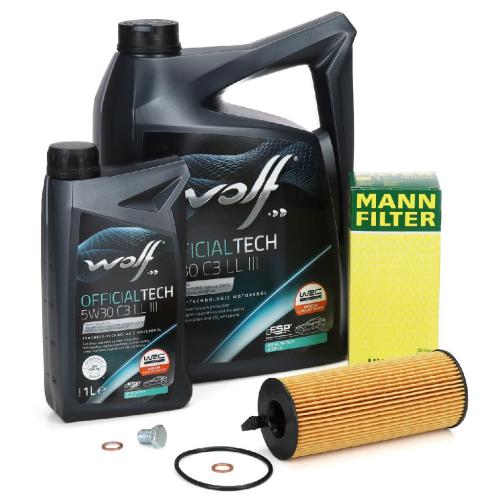 6L WOLF 5W30 C3 LL III Motoröl + MANN Ölfilter BMW E81-88 E90-93 E60 E61 X1 E84 X3 E83 N47 Bild 6L WOLF 5W30 C3 LL III Motoröl + MANN Ölfilter BMW E81-88 E90-93 E60 E61 X1 E84 X3 E83 N47