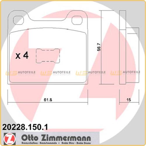 ZIMMERMANN Bremsbelagsatz, Scheibenbremse 20228.150.1 + Bremsscheibe 600.1594.52 Bild ZIMMERMANN Bremsbelagsatz, Scheibenbremse 20228.150.1 + Bremsscheibe 600.1594.52