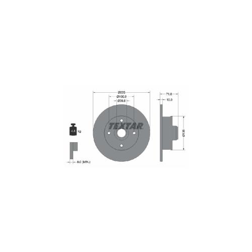 TEXTAR Bremsbelagsatz, Scheibenbremse 2355401 + Bremsscheibe 92041803 Bild TEXTAR Bremsbelagsatz, Scheibenbremse 2355401 + Bremsscheibe 92041803