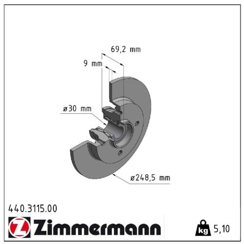 ZIMMERMANN Bremsscheiben + Radlager + Beläge CITROEN C4 1 PEUGEOT 207 307 hinten Bild ZIMMERMANN Bremsscheiben + Radlager + Beläge CITROEN C4 1 PEUGEOT 207 307 hinten