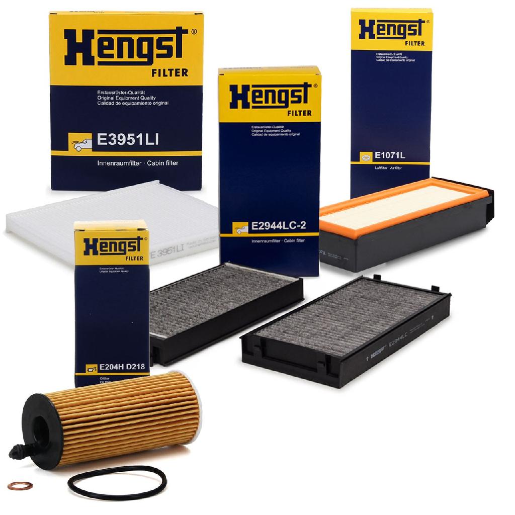 HENGST FILTER Luftfilter E1071L + Ölfilter E204H D218 + Filter, Innenraumluft E3951LI + Filter, Innenraumluft E2944LC-2