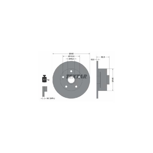 TEXTAR Bremsbelagsatz, Scheibenbremse 2355402 + Bremsscheibe 92154303 Bild TEXTAR Bremsbelagsatz, Scheibenbremse 2355402 + Bremsscheibe 92154303