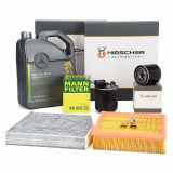 HIRSCHER Filterset 4-tlg + 5L ORIGINAL 5W30 Motoröl MERCEDES W176 W246 C/A207 X156 OM607