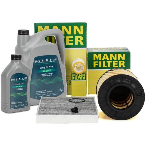 MANN Filterset + 6L ORIGINAL 0W20 Motoröl AUDI A4 (B9) A5 (F5) Q5 (FY) 2.0-55 TFSI Bild MANN Filterset + 6L ORIGINAL 0W20 Motoröl AUDI A4 (B9) A5 (F5) Q5 (FY) 2.0-55 TFSI