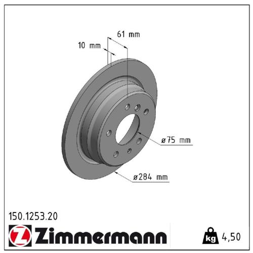 ZIMMERMANN Bremsbelagsatz, Scheibenbremse 20675.170.1 + Bremsscheibe 150.1253.20 Bild ZIMMERMANN Bremsbelagsatz, Scheibenbremse 20675.170.1 + Bremsscheibe 150.1253.20