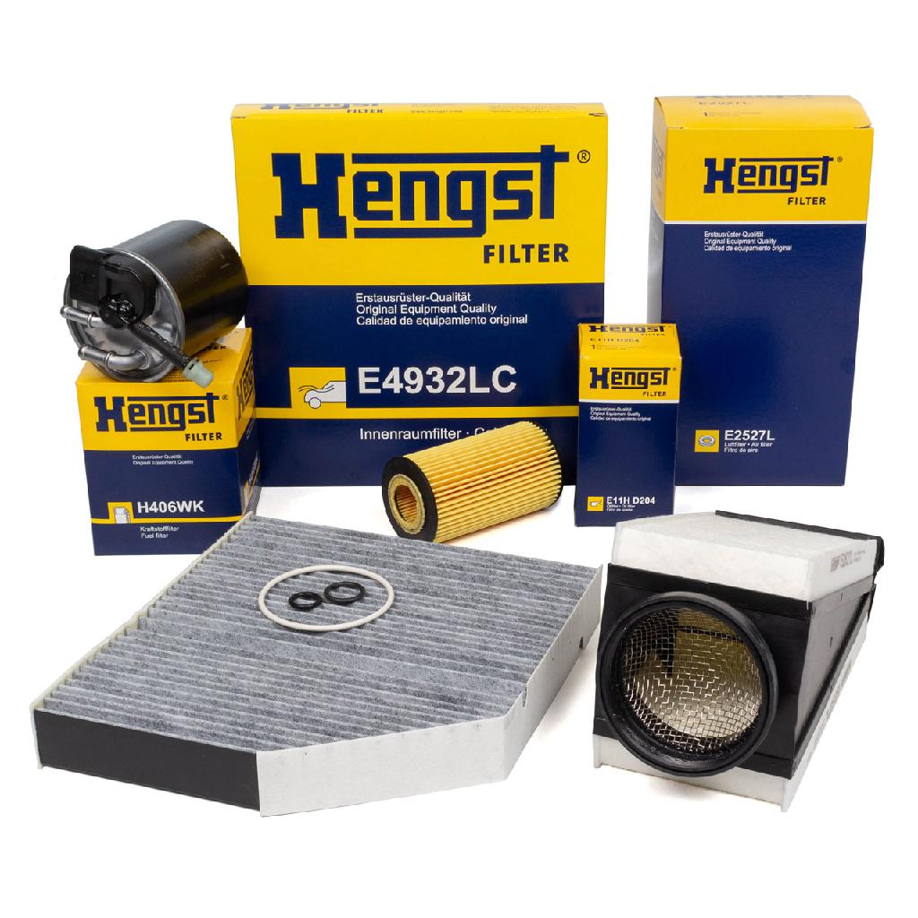 HENGST FILTER Luftfilter E2527L + Filter, Innenraumluft E5967LC + Kraftstofffilter H406WK + Ölfilter E11H D204