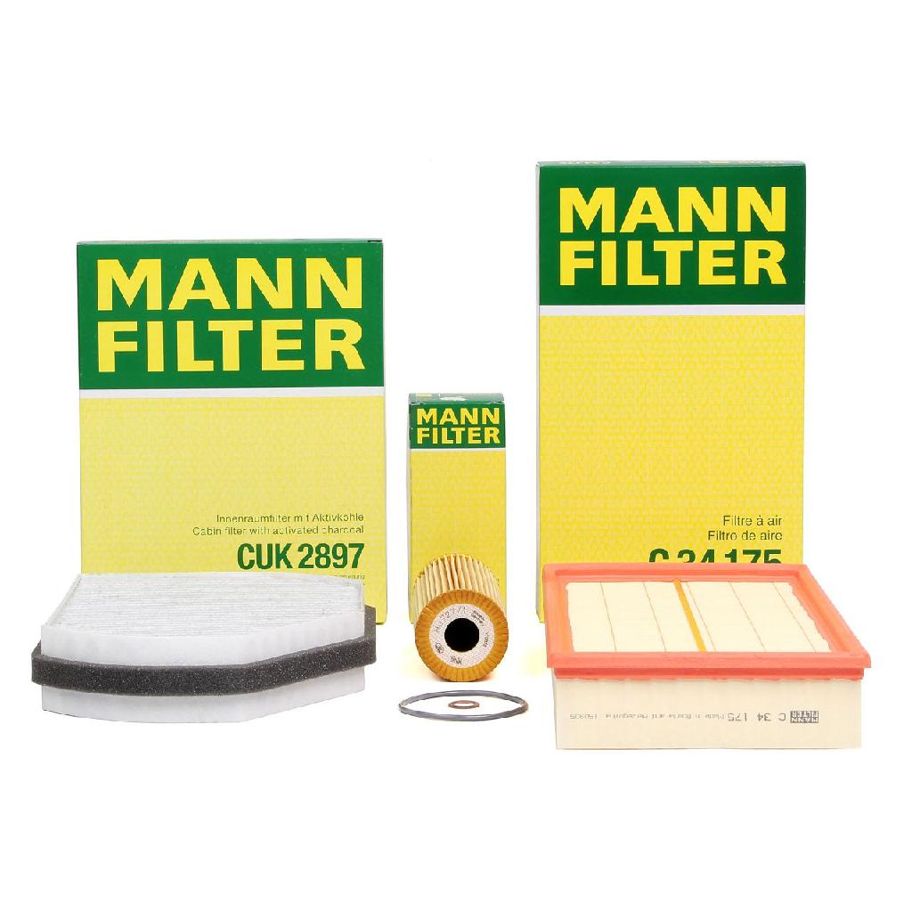 MANN-FILTER Luftfilter C 34 175 + Ölfilter HU 727/1 x + Filter, Innenraumluft CUK 2897