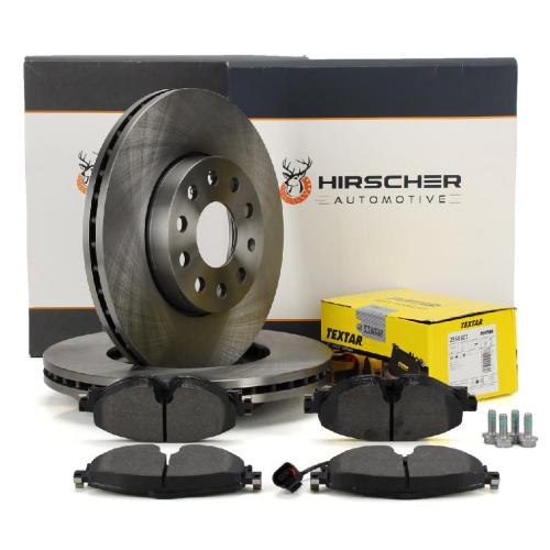HIRSCHER Bremsscheiben + TEXTAR Beläge + Sensor VW Golf 7 T-Roc AUDI A3 8V 8Y Q2 GA vorne Bild HIRSCHER Bremsscheiben + TEXTAR Beläge + Sensor VW Golf 7 T-Roc AUDI A3 8V 8Y Q2 GA vorne