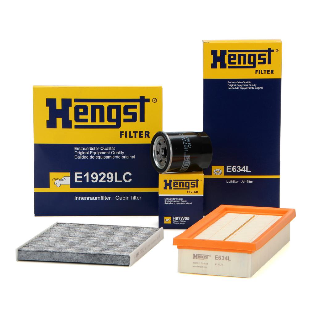 HENGST FILTER Luftfilter E634L + Ölfilter H97W05 + Filter, Innenraumluft E1929LC